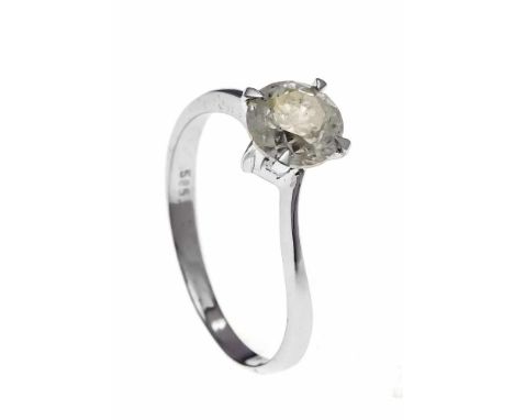 Brillant-Ring WG 585/000 mit einem Brillanten 1,13 ct get.W/PI, Rundiste leicht bestoßen, RG 52, 1,7 gDiamond ring WG 585/000