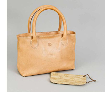 Handtasche von Timberland, hellbraunes Leder, Reißverschluss, Tragebügel, minimale Gebrauchsspuren, ca. 22 x 38 cmHandbag fro