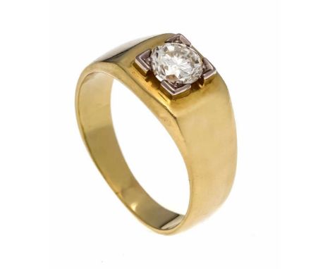 Brillant-Ring GG/WG 585/000 Goldschmiedeanfertigung mit einem Brillanten 0,95 ct FeinesWeiß-Weiß (G-H)/LR-VVS, RG 63, 9,20 g,