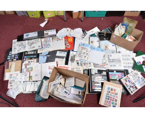 LARGE COLLECTION OF MAINLY GB MINT AND USED STAMPS IN 3 BOXES. We note penny reds from 1841 imperfs, mint commems inc RSW, fi