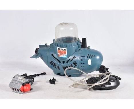 AN UNBOXED ACTION MAN SEA WOLF SUBMARINE, appears in fairly good condition but is missing a few pieces, with a Kenner/Denys F
