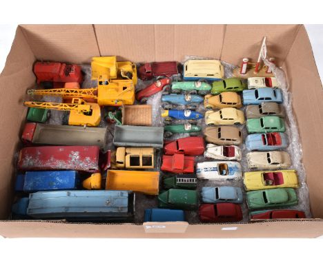 A QUANTITY OF UNBOXED AND ASSORTED PLAYWORN DINKY TOY VEHICLES, mainly 1950's issues, to include Foden 8 Wheel Wagon, No.901,