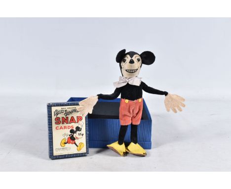 A VINTAGE DEANS RAG BOOK MICKEY MOUSE FIGURE, Reg. No. 750811 to neck, complete but in playworn condition with some damage to