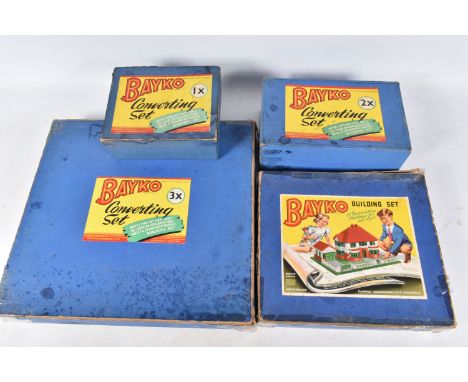 A QUANTITY OF BOXED BAYKO BUILDING SETS, Building Set No.1 and Converting Sets No's. 1X, 2X and 3X, contents of sets not chec
