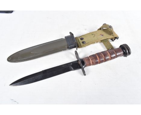 A UNITED STATES M3 BAYONET WITH A US M8AI SCABBARD, the blade is in good condition and with only light scratches, the top par