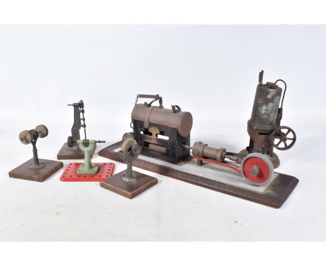 A BING VERTICAL SINGLE CYLINDER LIVE STEAM ENGINE, not tested, worn condition with paint loss, surface rusting and marking, m