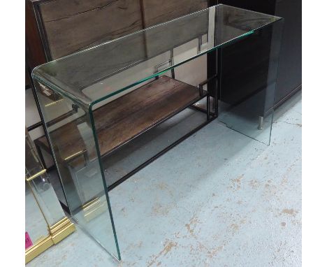 CONSOLE TABLE, contemporary formed glass, 112.5cm L x 38cm W x 79cm H. 