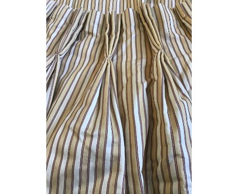 CURTAINS, a pair of woven striped, lined and interlined, each 200cm x 315cm. 