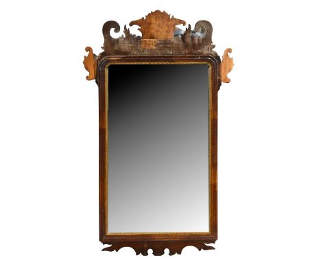 Chippendale style mahogany pier glass mirror, fretted frame, rectangular glass, 74.5x36cm, (a.f.).