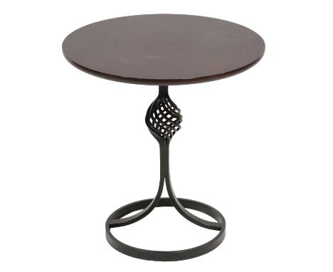 Modern lamp table, wrought metal base, diameter 49cm, height 53cm.