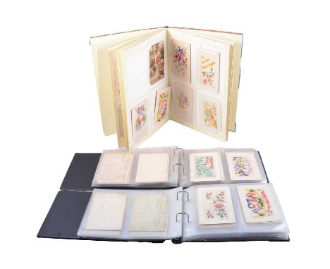 A collection of approximately 120 embroidered silk greetings cards, circa WW1, Christmas, Easter, birthday and others, all in