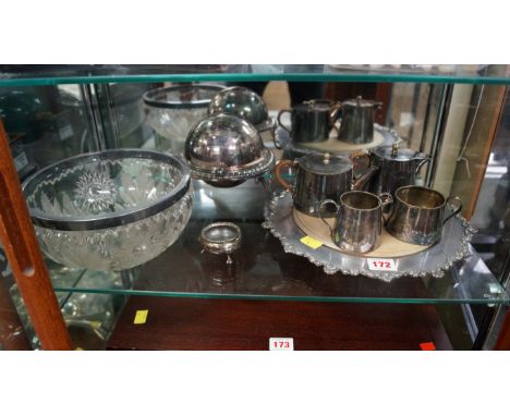 A shelf of electroplated wares.