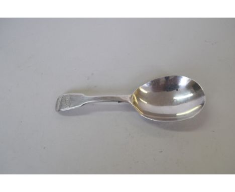 A George IV silver fiddle pattern caddy spoon, by Clement Cheese, London 1830, 10cm, 11g.