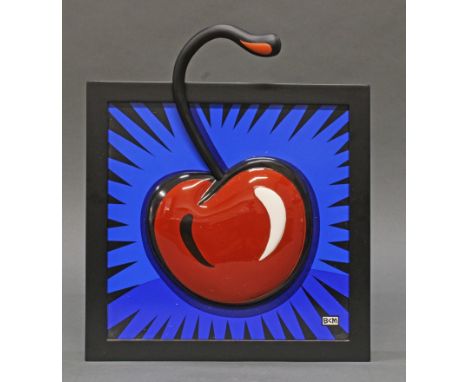 Wandrelief, "Cherry", Goebel, Artis Orbis, 2013, Porzellan, u.a., polychrom, Burton Morris, gerahmt, ca. 34 x 34 cm, mit Orig