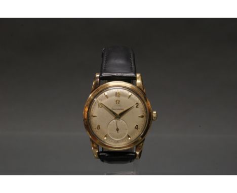 Herrenarmbanduhr, Omega, Modell Seamaster von 1952, Hammer-Automatik, Edelstahlgehäuse mit Goldhaube und Schraubboden, Werk C