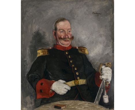 Paul Mathias Padua1903 Salzburg - 1981 Rottach-EgernHerr in Uniform. 1933In seiner linken einen Säbel ziehend. R. o. signiert