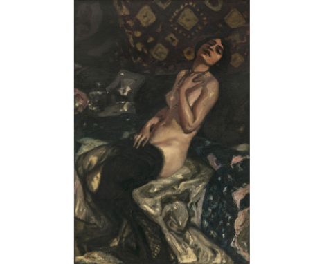 Albert von Keller1844 Gais / Kanton Appenzell - 1920 MünchenSitzender weiblicher Akt. 1914L. u. signiert und 1914 datiert. Rü
