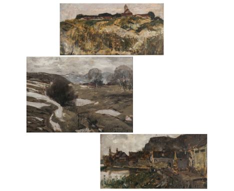 Constantin Gerhardinger1888 München - 1970 TörwangRoßholzen (Samberg) im Vorfrühling / Brünntörl in Kallmünz / Altes DorfR. u