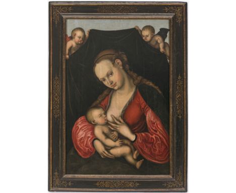 Lucas Cranach d. Ä., Nachfolge1472 Kronach - 1553 WeimarMadonna lactansAuf der Rahmenrückseite Klebeetikett mit Nummerierung 