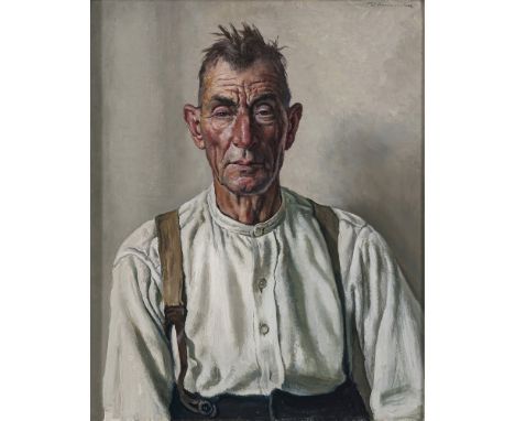 Thomas Baumgartner 1892 München - 1962 Kreuth/Tegernsee  Alter Bauer  R. o. signiert. Öl auf Leinwand. 60 x 50 cm. Rahmen bes