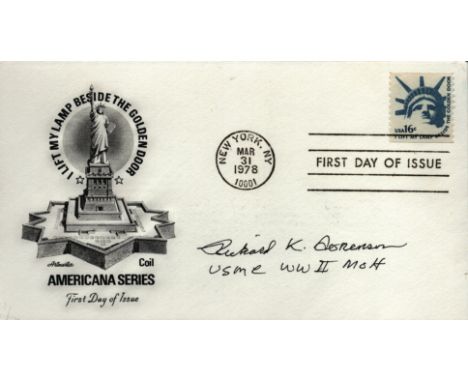 USA FDC Signed R K Sorenson CMH Medal of Honor holder US Marine Corps Reserve, 4th Marine Division CMH Congressional Medal of