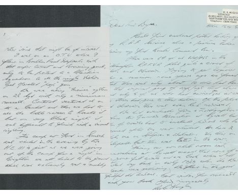 W R Hughes 23 sqn long handwritten letter with good content WW2 RAF Battle of Britain pilot. Good condition. All autographs c