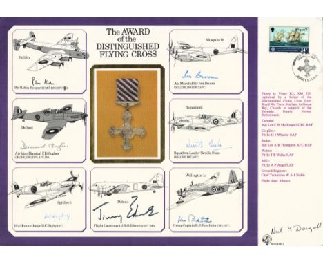 DM2e The Award of the Distinguished Flying Cross Signed 8 Holders DFC. Personally Signed by 8 Holders Victor Pilot who flew t