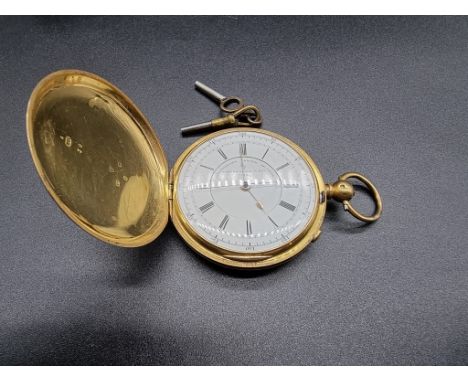 A Victorian hunter cased 18ct gold key wind centre seconds chronometer,&nbsp;53mm, by Thos Russel &amp; Son of Liverpool and 