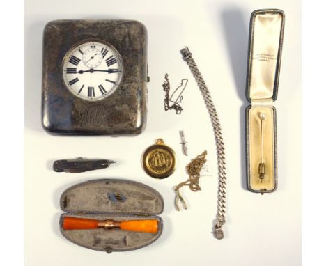 LATE VICTORIAN GOLIATH NICKEL POCKET WATCH IN A SILVER MOUNTED CASE BY RICHARD COMYNS, LONDON 1898, THE MOUNT 63.5 GRAMS, SIL