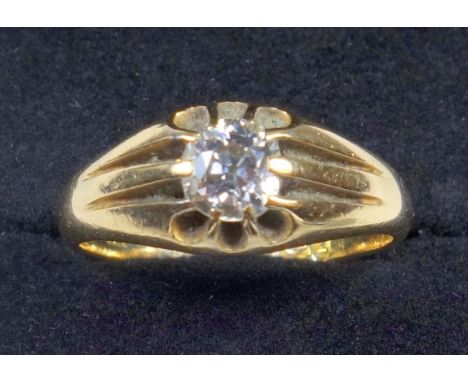 18 CT GOLD AND DIAMOND GYPSY RING SETTING, SIZE R, DIAMOND 0.5 CT (APPROX.), GROSS WEIGHT 6.2 GRAMS 