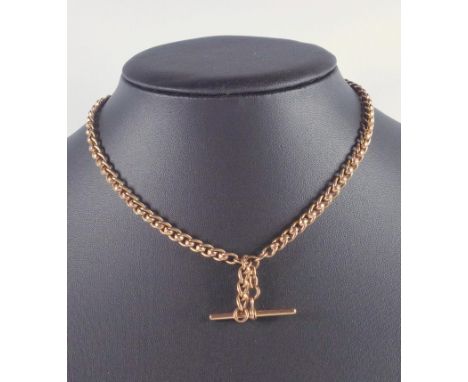 9 CT GOLD FLORENTINE STYLE LINK DOUBLE ALBERT BY J. K., BIRMINGHAM, 28.8 GRAMS, CASED (2) 