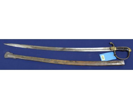 A brass hilted Cavalry sabre with scabbard (origin unknown)