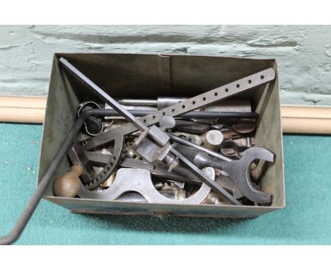 A box of various tools etc including armourers examples (one dated 1942)