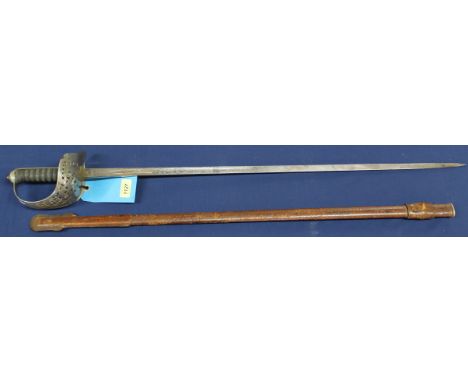 An Edward VII Infantry Officers sword, model 1897 with leather scabbard