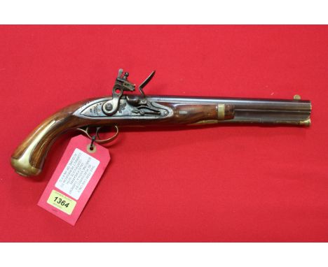 A Flintlock muzzle loading pistol .58 cal, lock marked Harpers Ferry (N.B. this pistol is not antique, it is Sec 1 firearm), 