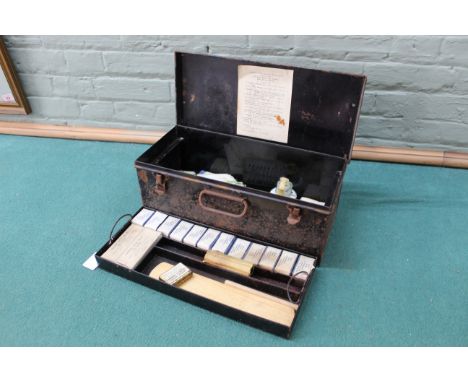 An emergency Fire Brigade First Aid chest with contents (WWII era)