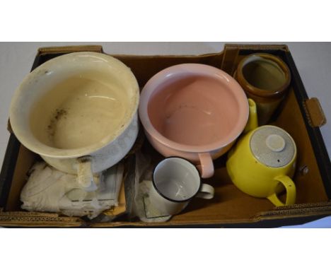 Various ceramics and enamel including chamber pots