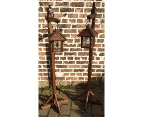 Pair of Ercol style adjustable standard lamps