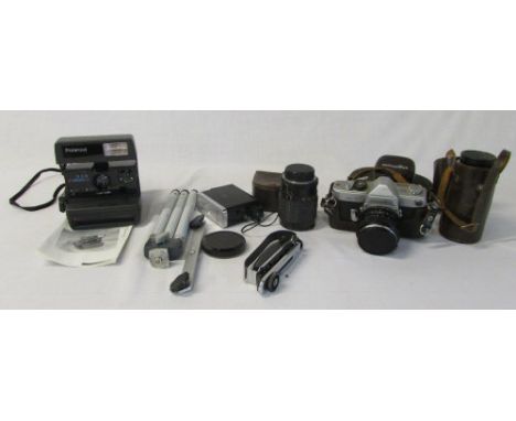 Various camera equipment inc Polaroid and Minolta cameras and lens