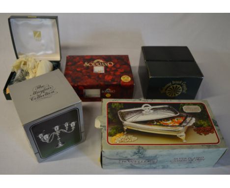 Various silver plate and glassware including crystal