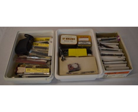 3 small boxes of watchmakers tools and replacement watch straps