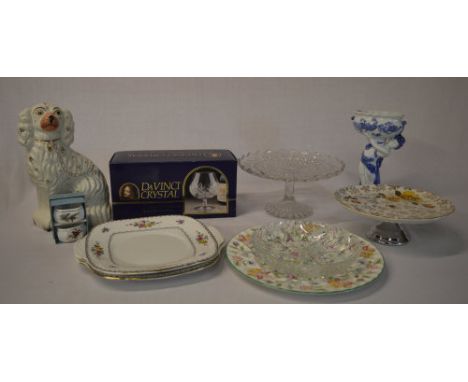 Staffordshire dog, Crystal glasses, various ceramics etc