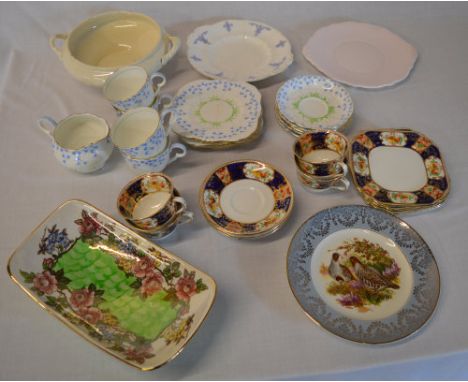 2 part tea services and various ceramic plates/bowls