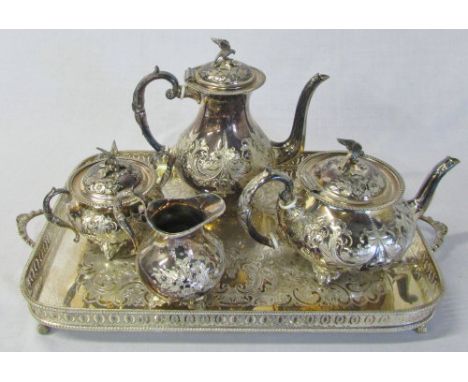 Silver plate tea and coffee service with tray