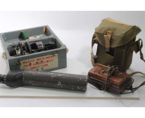 Second World War RAF Astro Compass MK II, with original fitted wooden transit case together with a spotting scope, morse set 