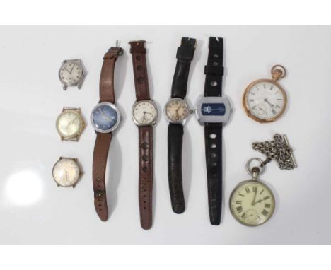 Group of vintage wristwatches including Timex, Lorie, Smiths, AviaChalet digital, J.W. Benson and two pocket watches