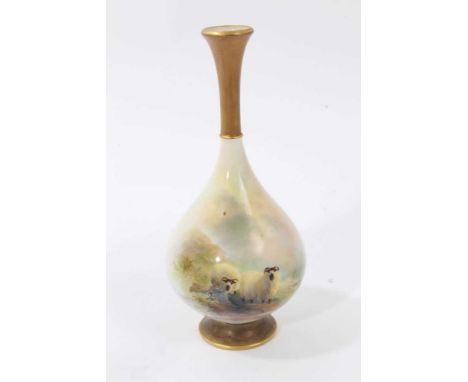 Royal Worcester porcelain vase painted by A Davis, 21cm high