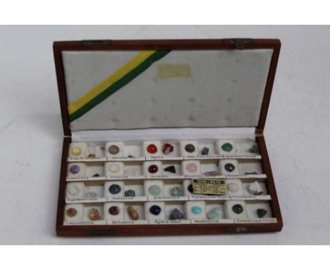 Vintage Gem and semi precious mineral stone sample set in fitted case