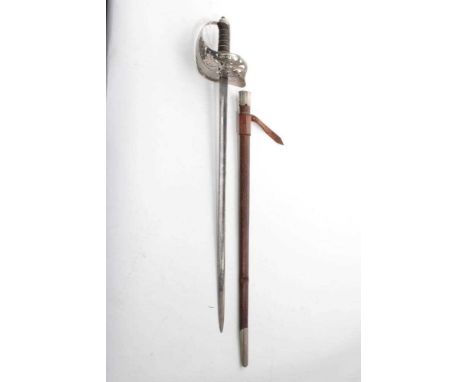 Unusual Late Victorian Childs 1897 Pattern Infantry Officers' sword by Henry Wilkinson with nickel plated guard, etched blade