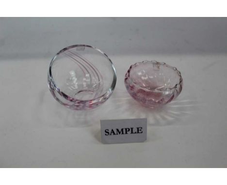Two Caithness pink tinted bowls, and other glassware